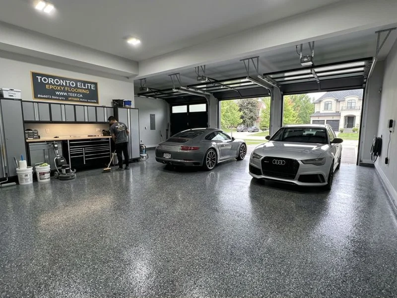 Triple-car luxury garage epoxy